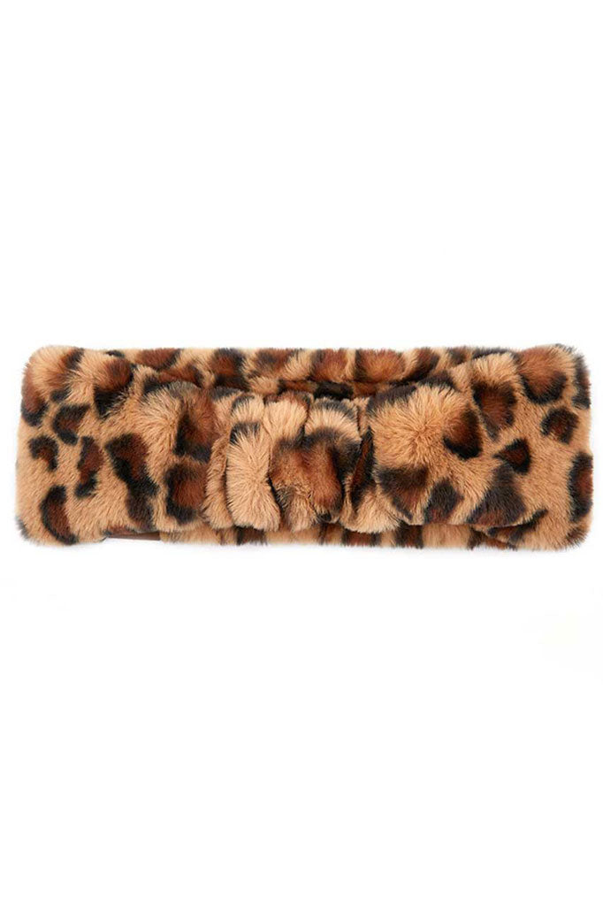 C.C Leopard Pattern Faux Fur Headwrap