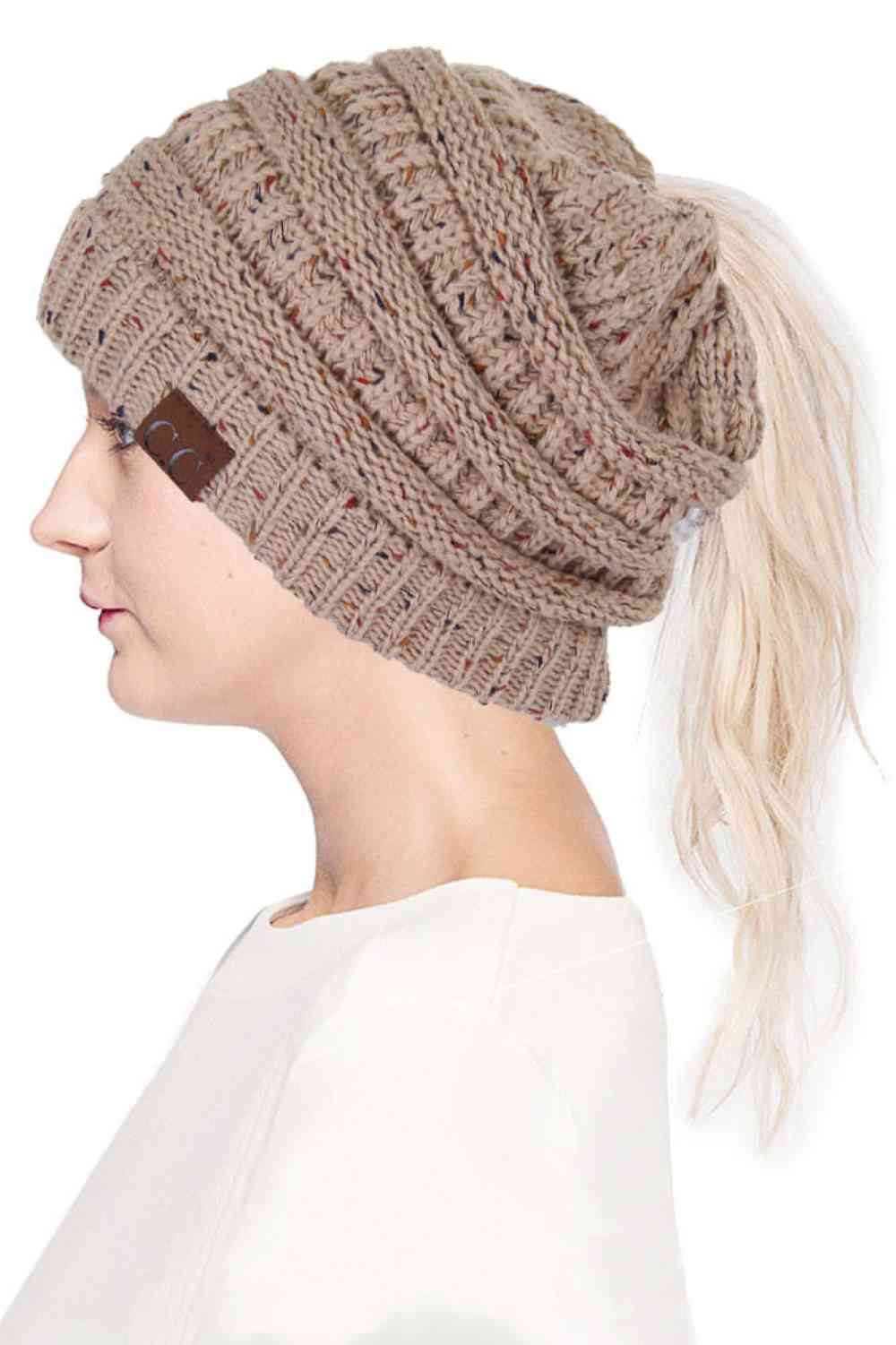 C.C Confetti Ponytail Messy Bun Beanie