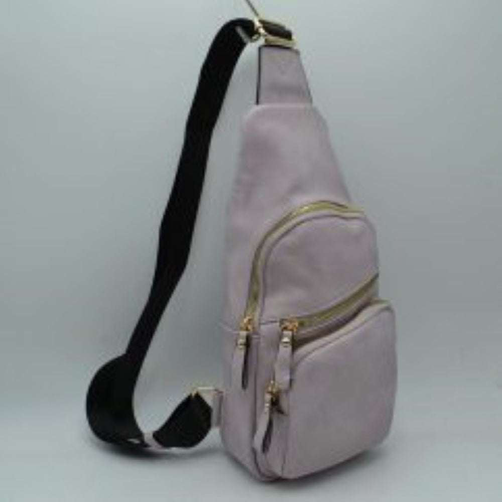 Multi-Zipper Crossbody Sling Bag with Adjustable Strap