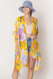 Stunning Floral Print Tassel Kimono
