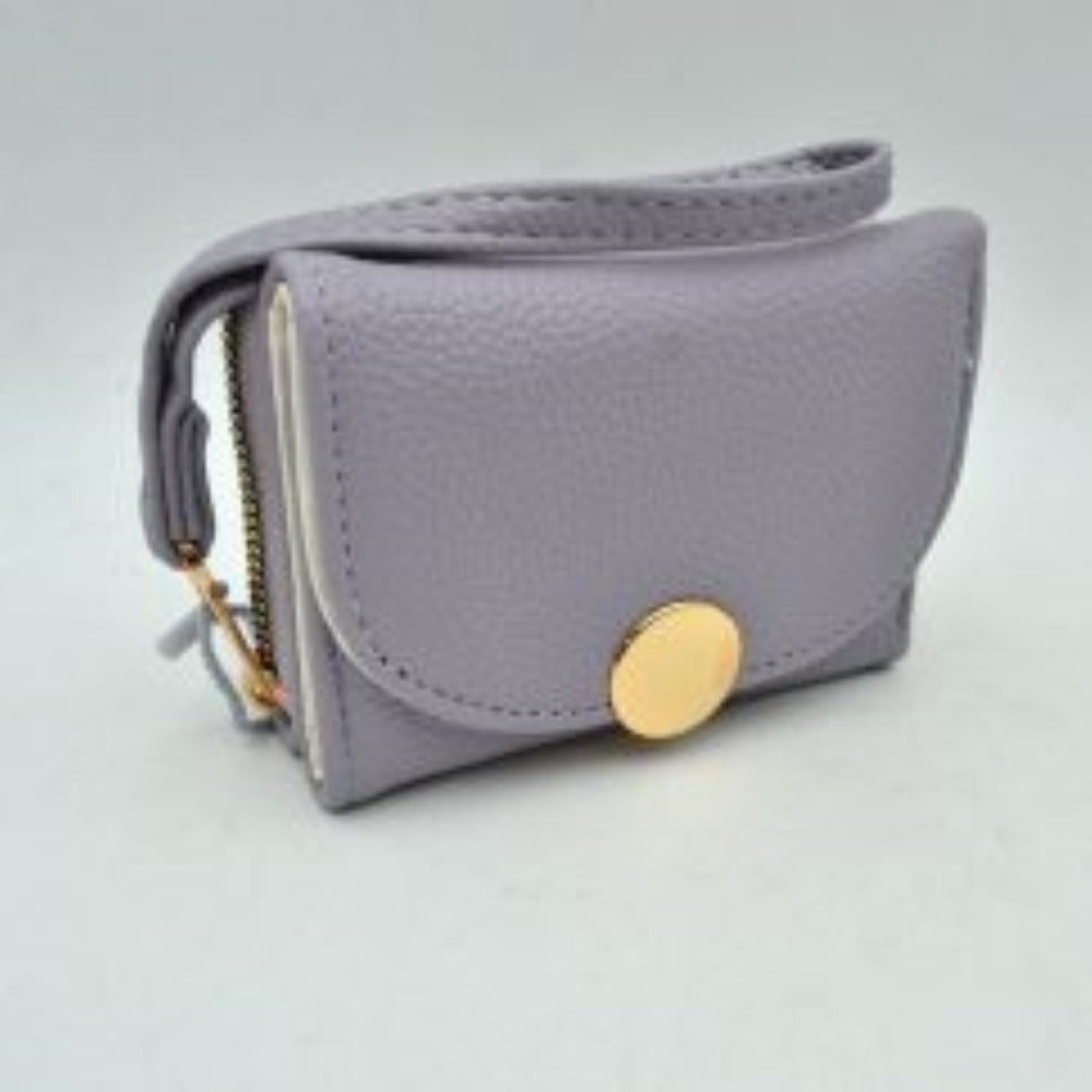 Textured Wristlet Wallet with Metallic Button Accent