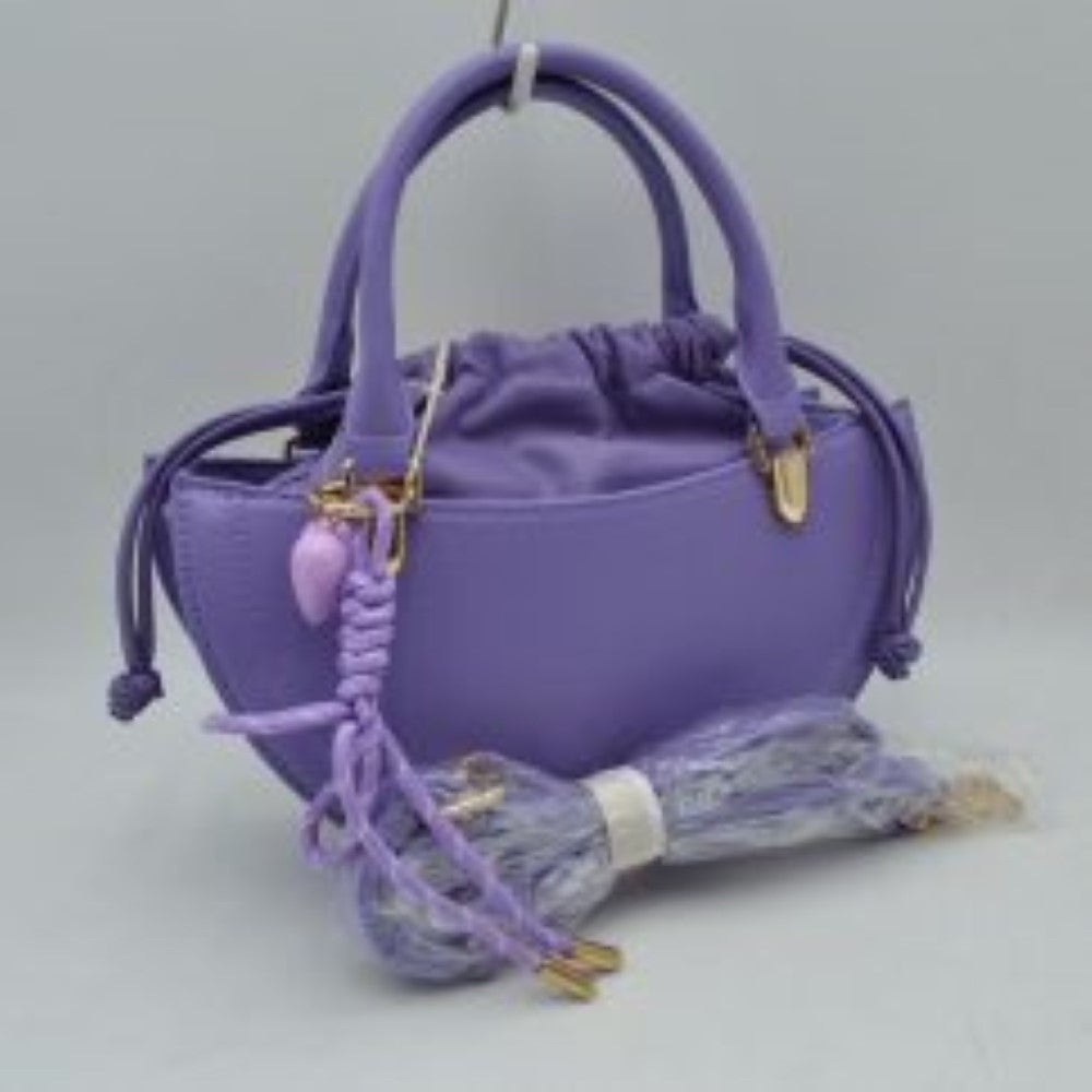 Curved Top Handle Handbag with Drawstring Inner Pouch