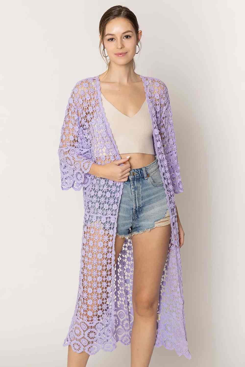 Versatile Solid Crochet Cardigan