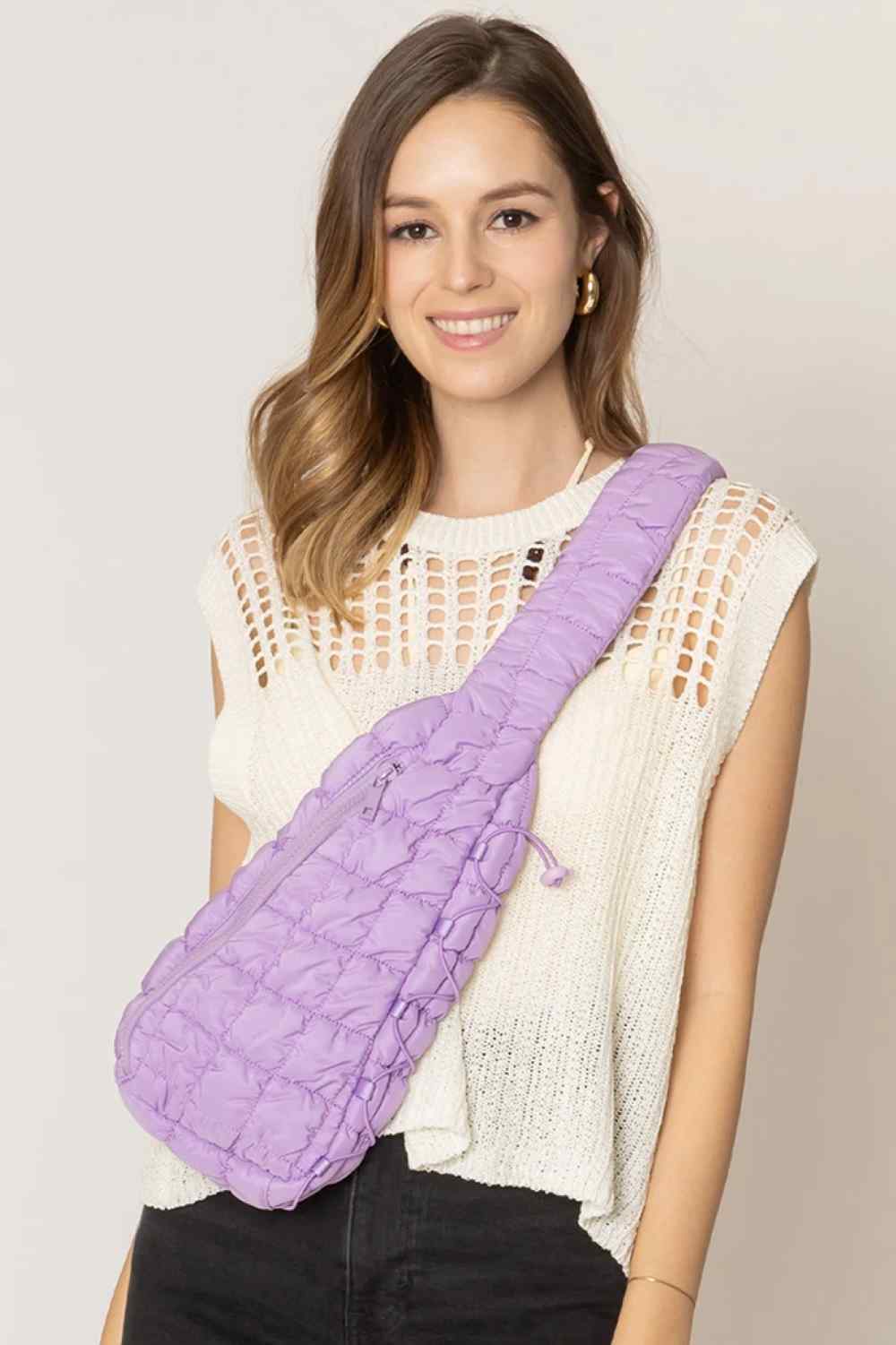 Solid Quilted Sling Bag