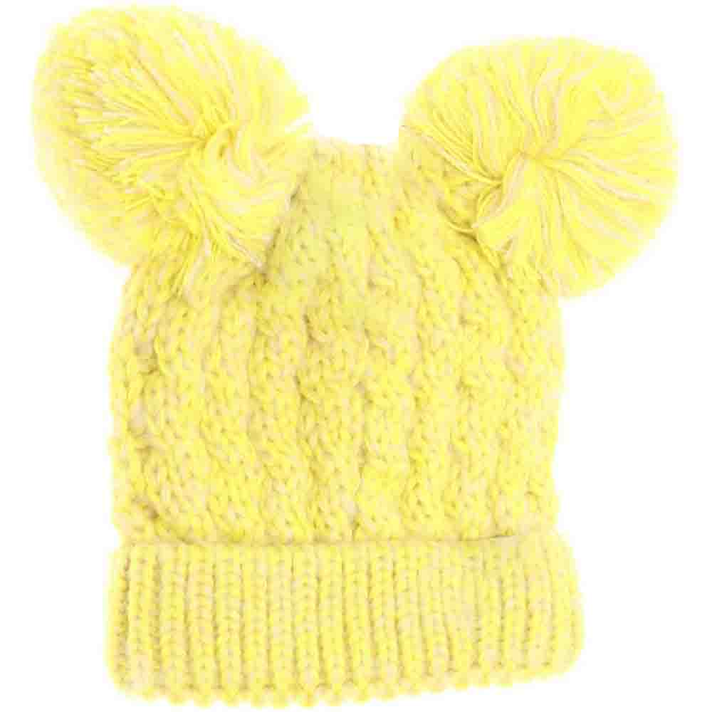 Kids Multi Tone Double Pom C.C Beanies