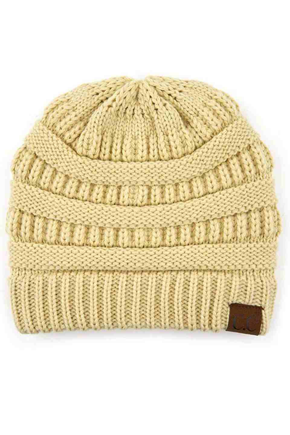 C.C Women's Ribbed Knit Solid Color Beanie