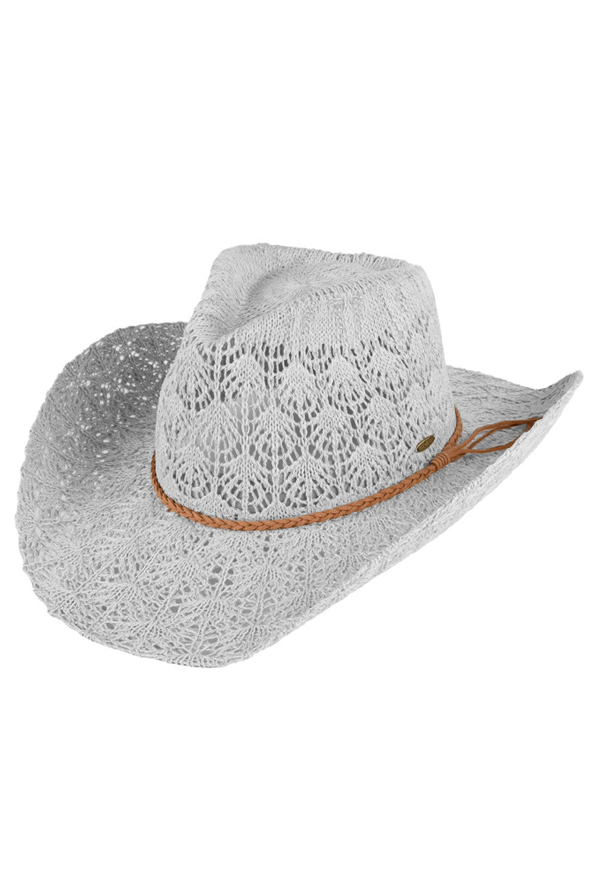 C.C Women's Horseshoe Lace Knitting Cowboy Hat
