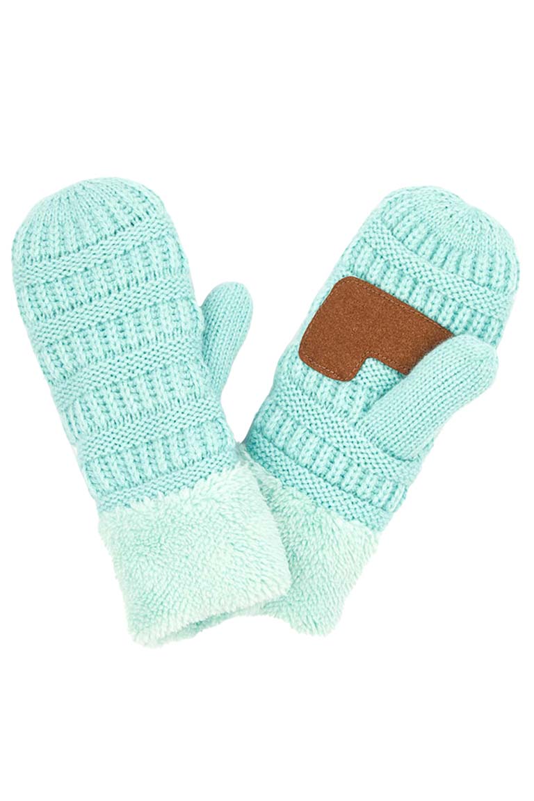 C.C Solid Color Knitted Mitten Gloves