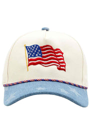 American Flag with Color Rope and Stars Baseball Cap
