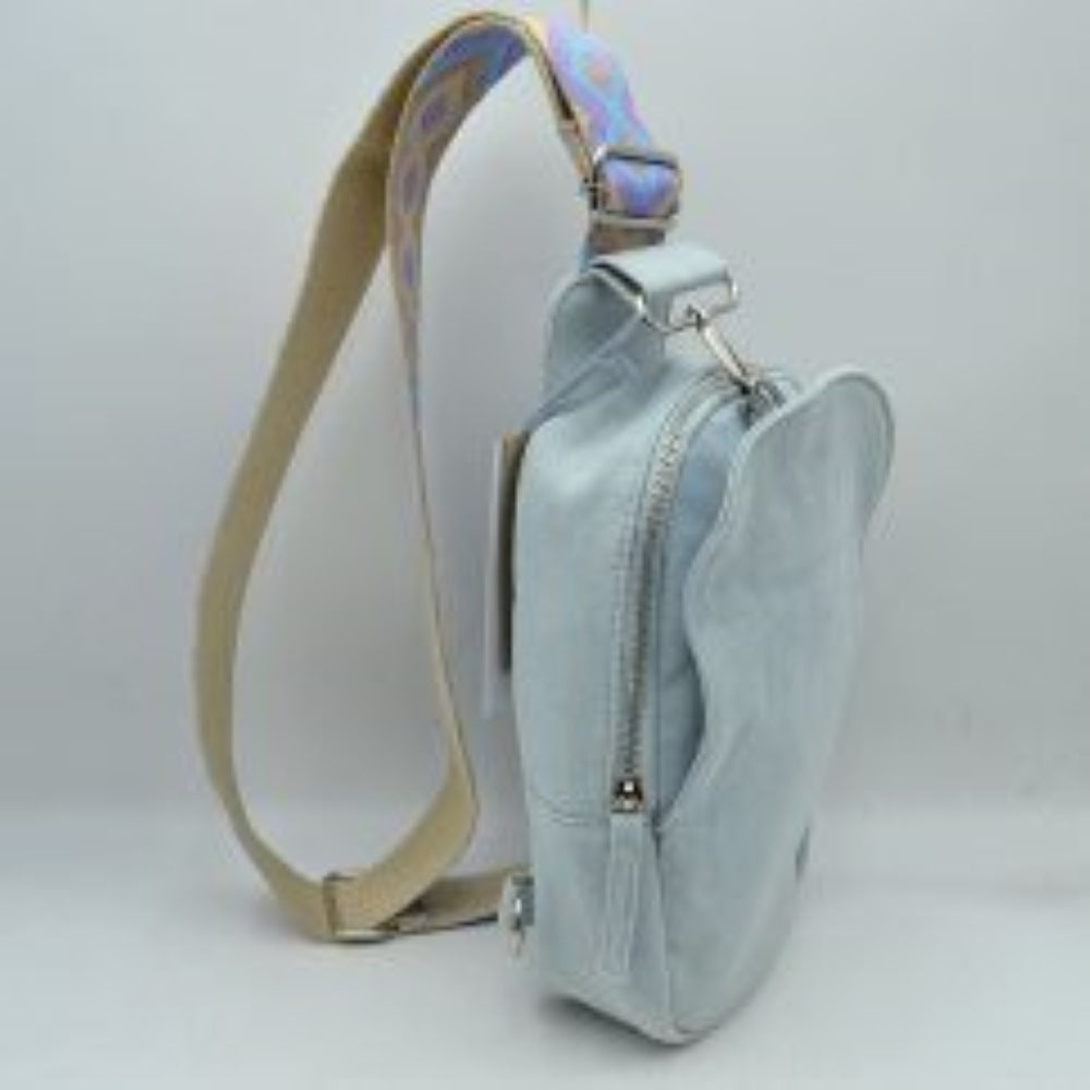 Geometric Pattern Strap Sling Bag with Zipper Pockets