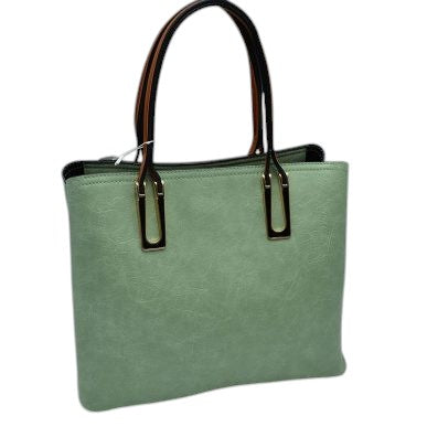 Solid Faux Leather Tote Bag Shoulder Bag