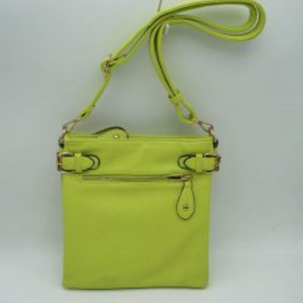 Buckle Accent Crossbody Bag with Front Zipper Pocket