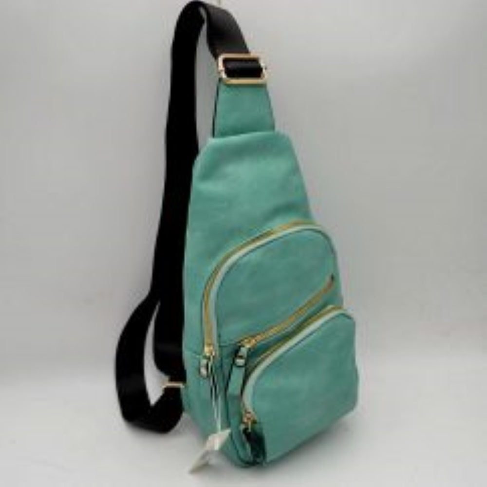 Multi-Zipper Crossbody Sling Bag with Adjustable Strap