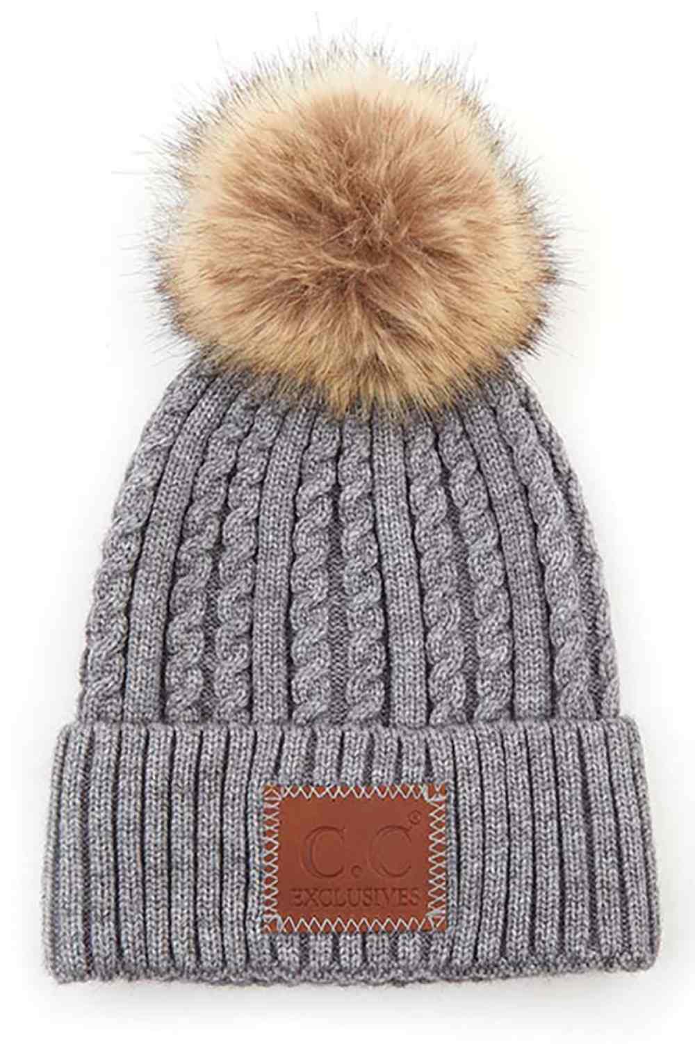 C.C Double Braided Beanie With Pom
