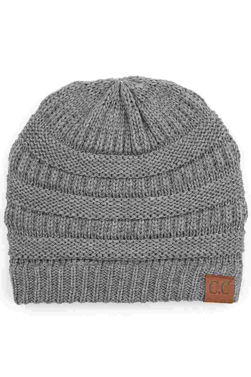 C.C Women's Ribbed Knit Solid Color Beanie