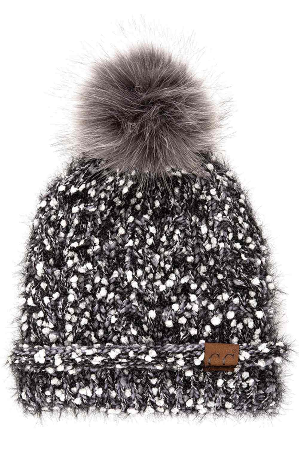 C.C Eyelash Confetti Yarn Knit Beanie With Pom