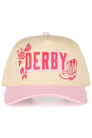 C.C Women's Derby Embroidered Letter with Rose and Boots Trucker Hat