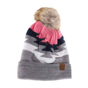 Aztec Natural Faux Fur Pom C.C Beanie