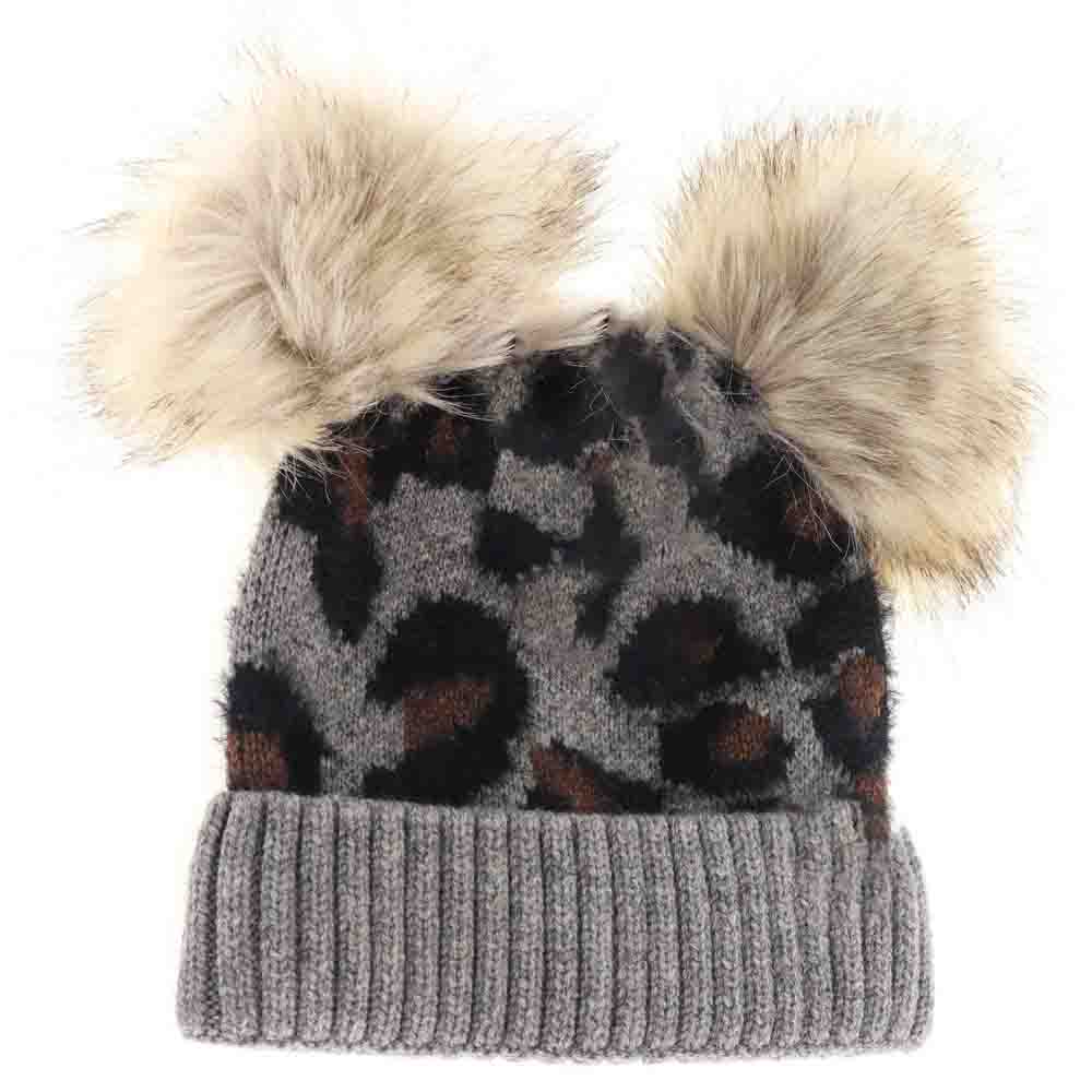 BABY Leopard Double Pom C.C Beanie