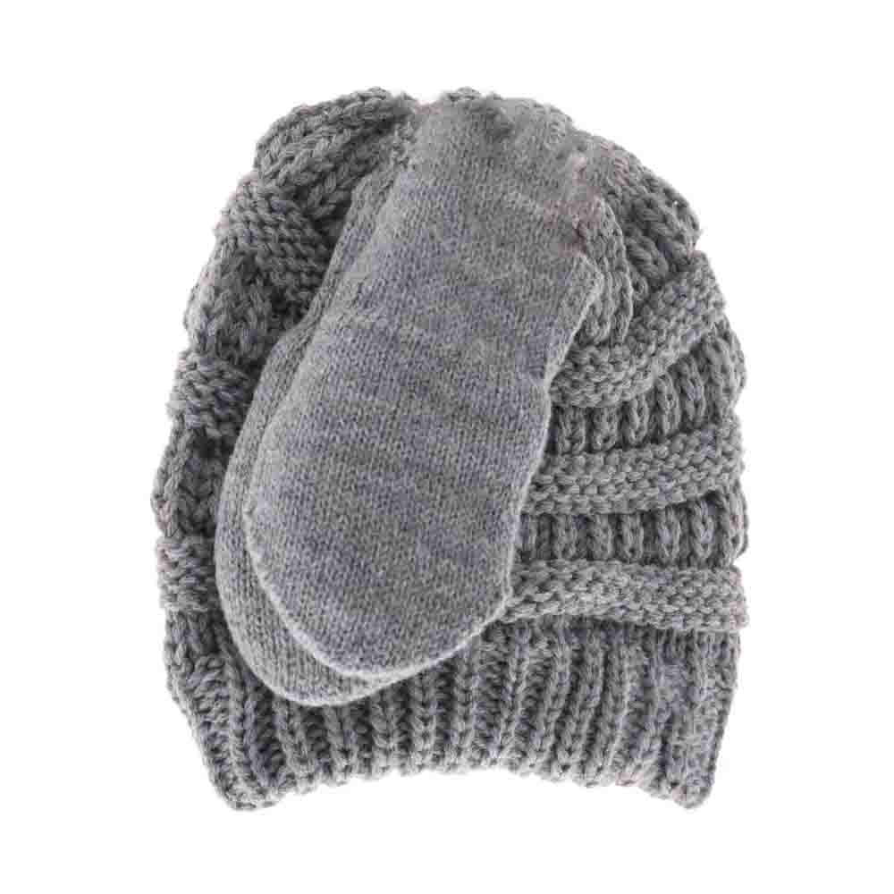 BABY Solid C.C Beanie with Mitten SET