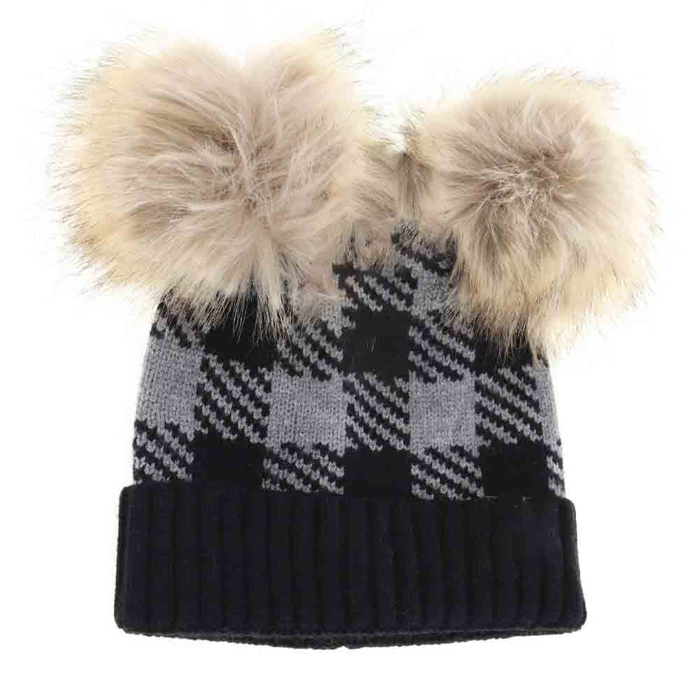 BABY Buffalo Check Double Pom C.C Beanie