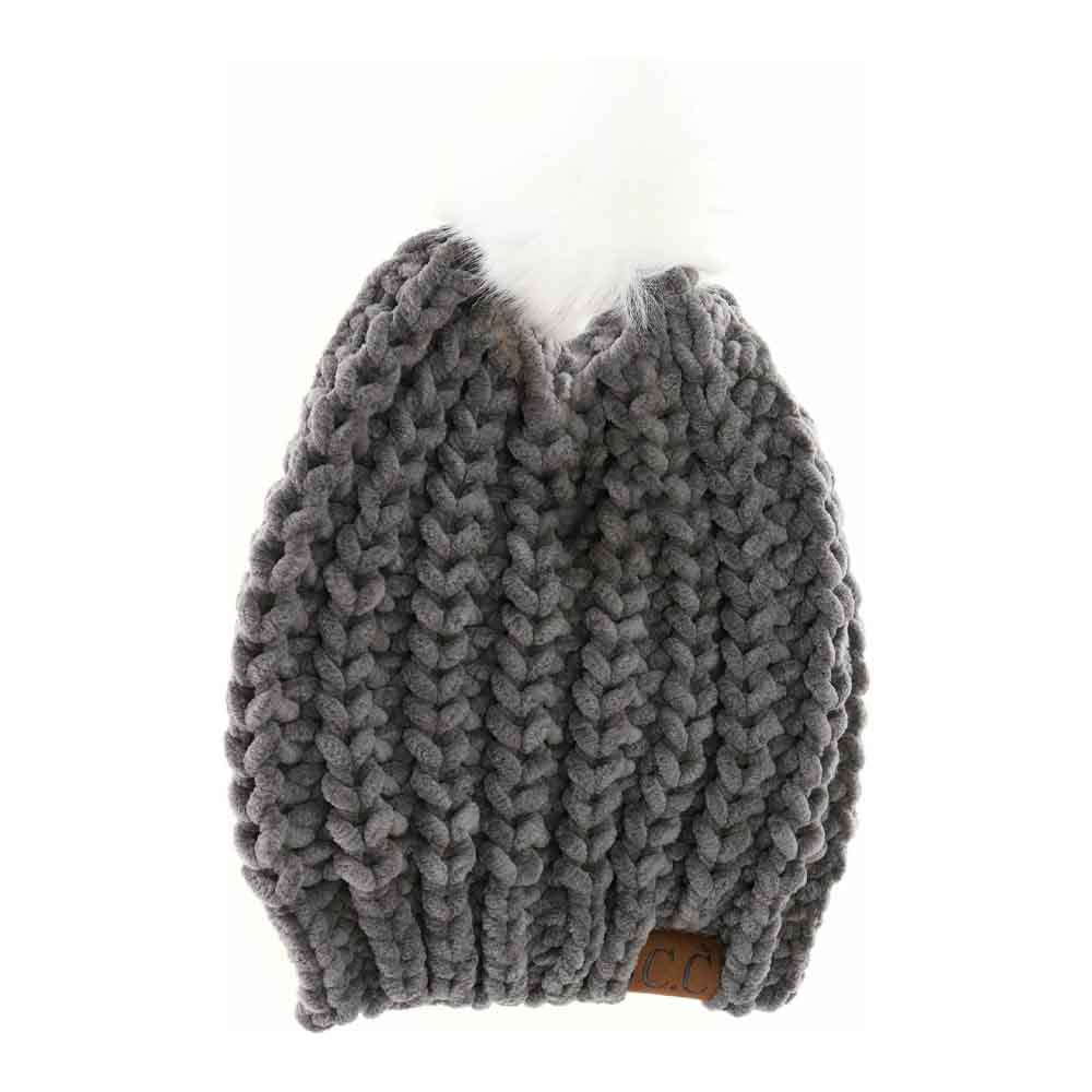 C.C Soft Chenille Chunky Yarn Beanie Hat