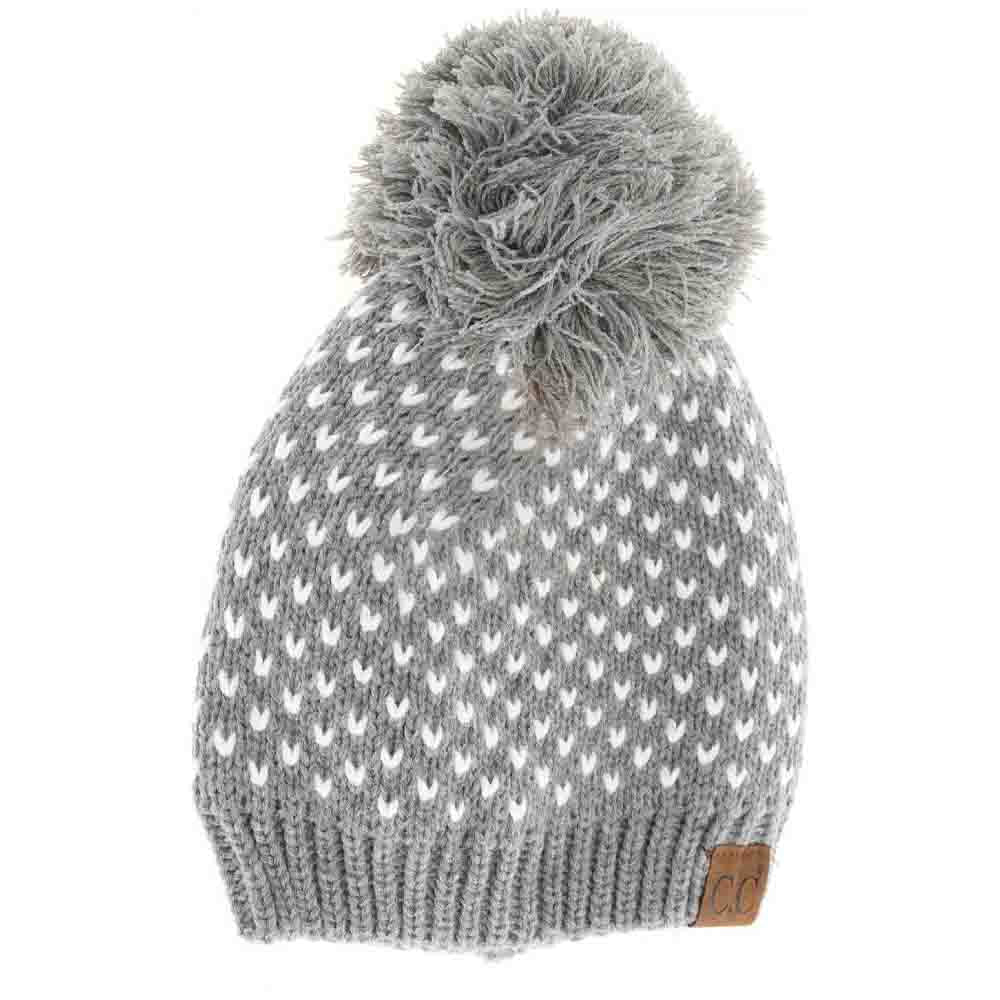 Heart Knit Pom C.C Beanie