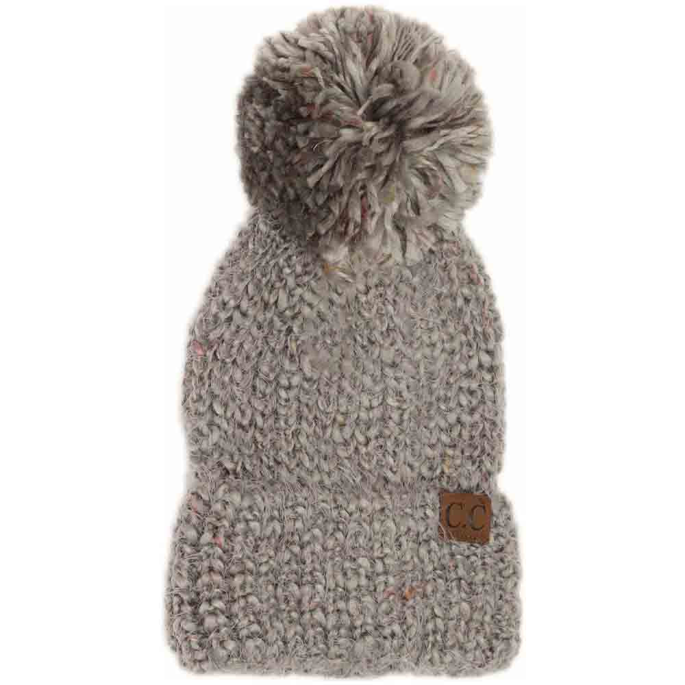 Multi Color Feather Knit Pom C.C Beanie