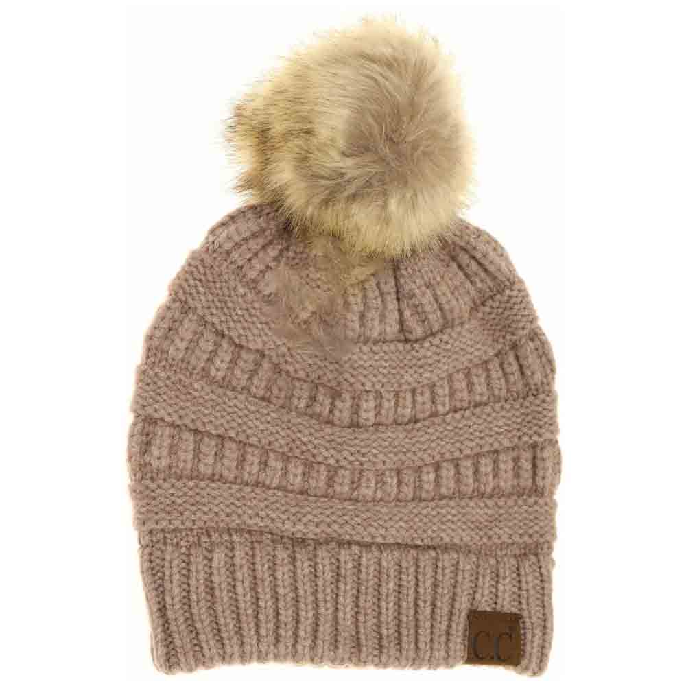 Mixed Soft Yarn Natural Pom C.C Beanie