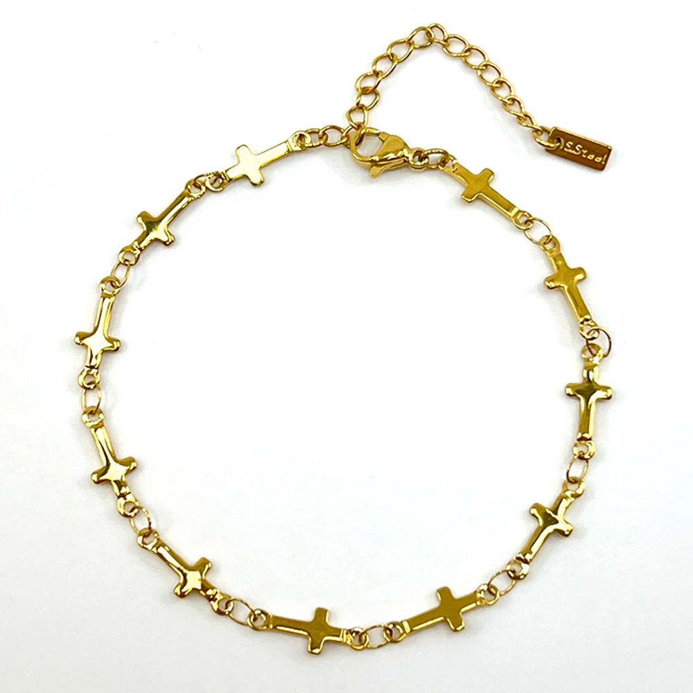 Stainless Steel Cross Link Chain Bracelet