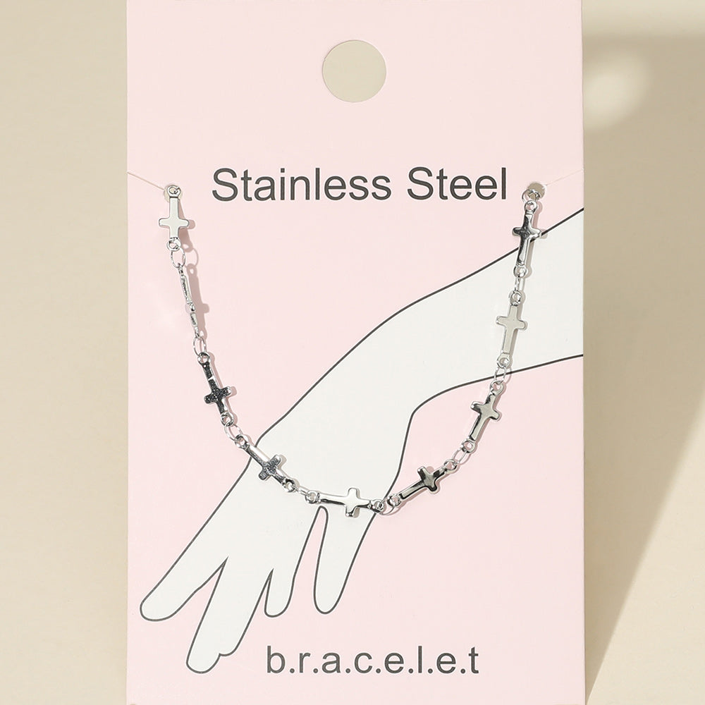 Stainless Steel Cross Link Chain Bracelet