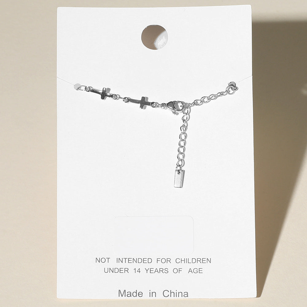 Stainless Steel Cross Link Chain Bracelet