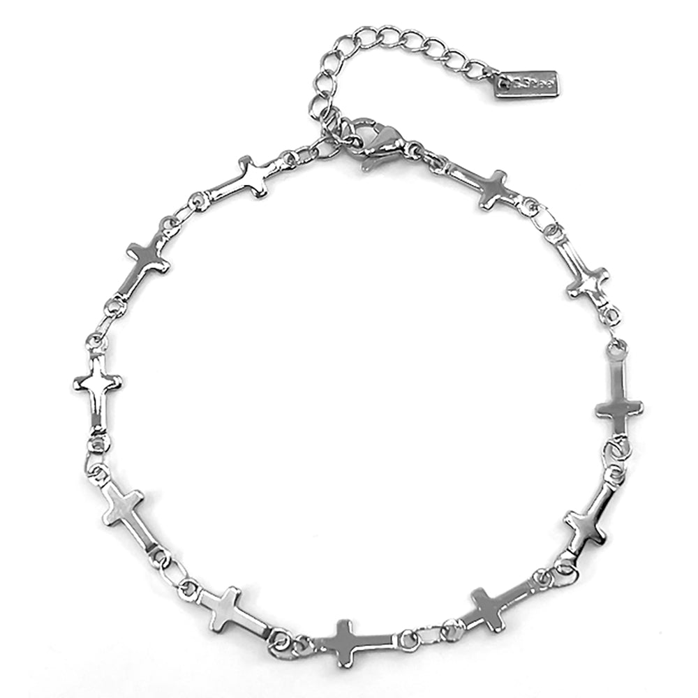 Stainless Steel Cross Link Chain Bracelet