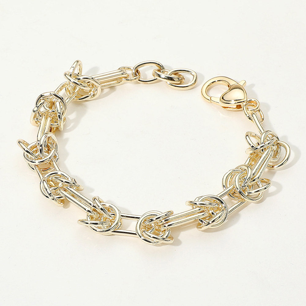 14K Gold Plated Knotted Link Chain Bracelet