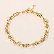 18K Gold Dipped Mariner Link Chain Toggle Bracelet