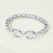 14K Gold Plated Interlocking Center Hinged Bangle Bracelet