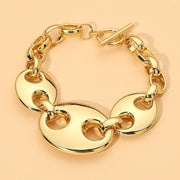 Stainless Steel Chunky Mariner Link Chain Toggle Bracelet