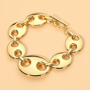 Stainless Steel Chunky Mariner Link Toggle Bracelet