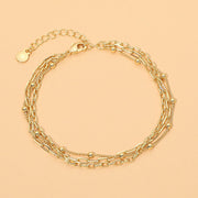 18K Gold Dipped Beaded Paperclip Chain Layered Bracelet