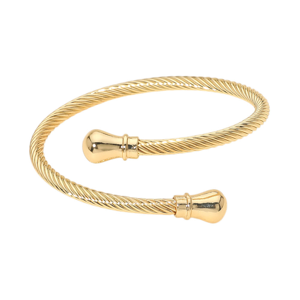 Twisted Metal Cable Bangle Bracelet