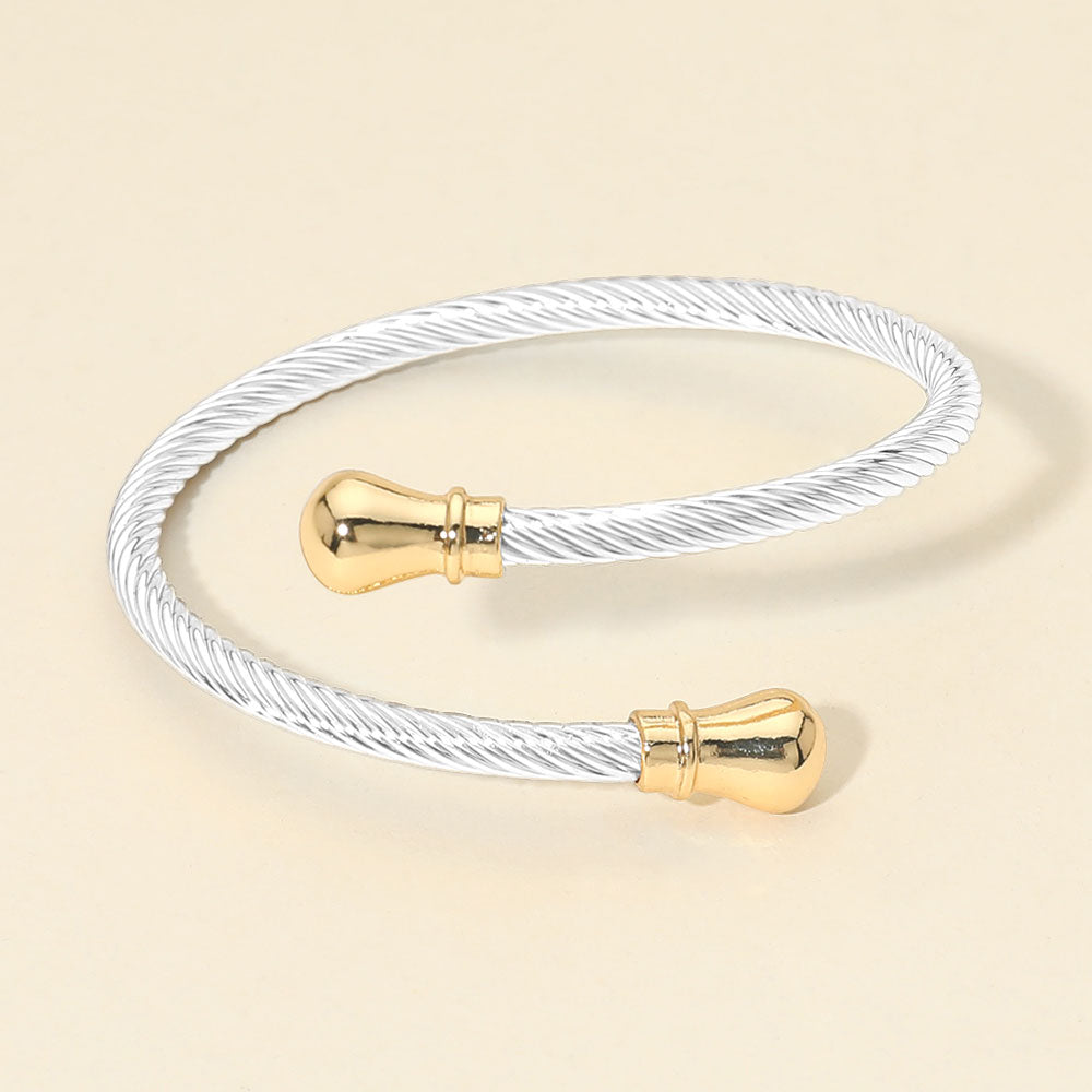 Twisted Metal Cable Bangle Bracelet
