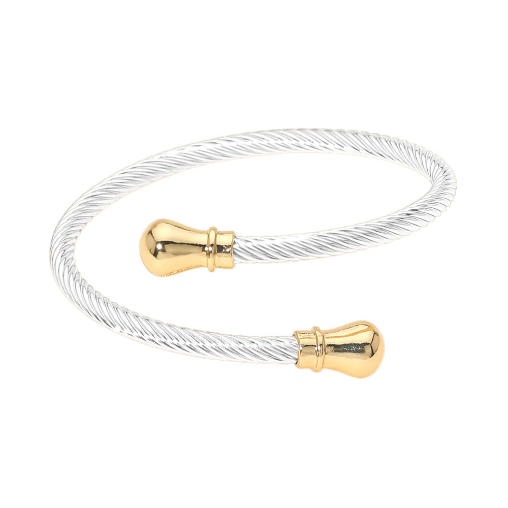 Twisted Metal Cable Bangle Bracelet