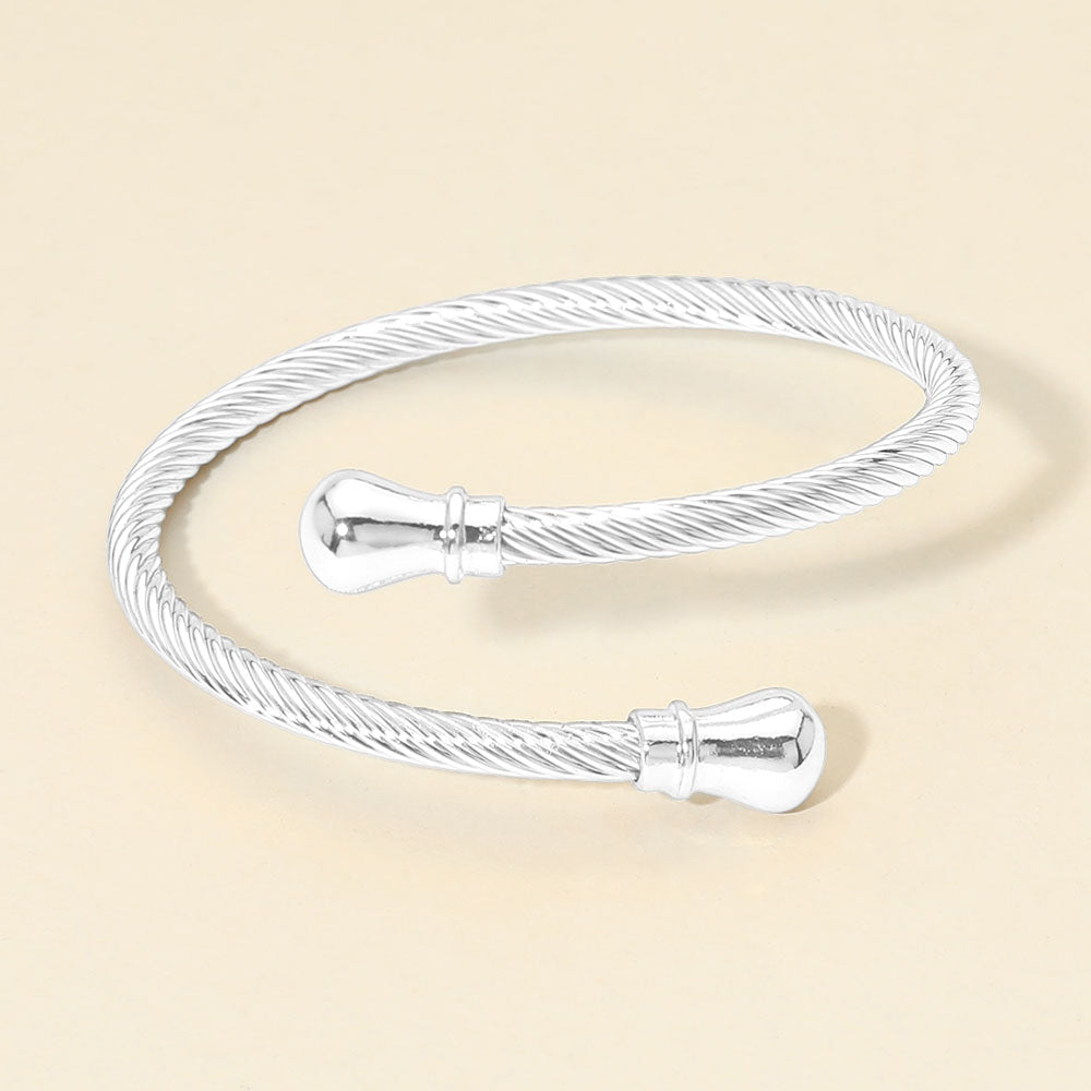 Twisted Metal Cable Bangle Bracelet