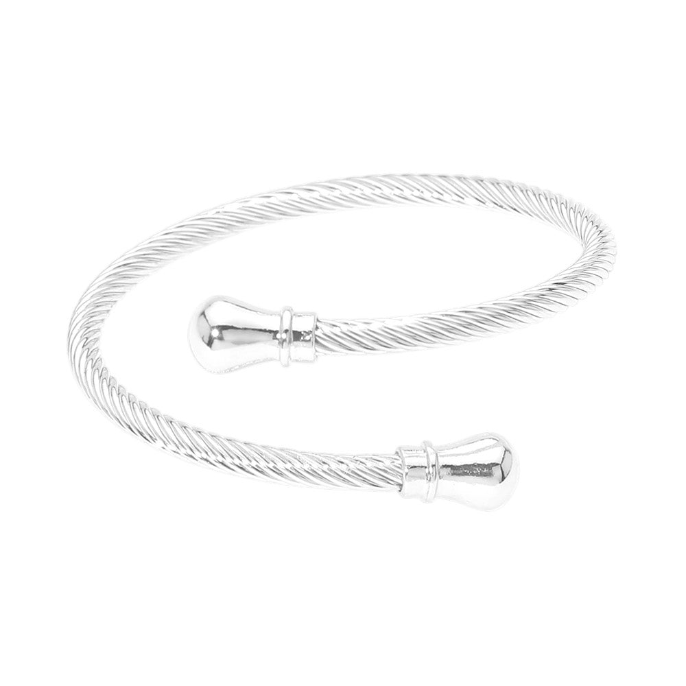 Twisted Metal Cable Bangle Bracelet