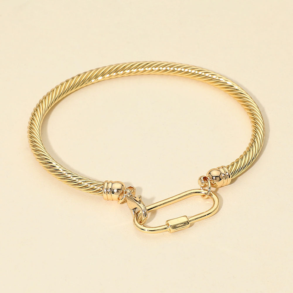 Carabiner Accent Twisted Cable Bangle Bracelet