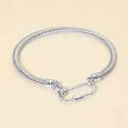 Carabiner Accent Twisted Cable Bangle Bracelet