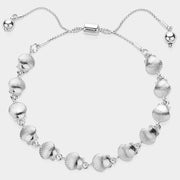 Textured Metal Shell Link Adjustable Pull Tie Bracelet