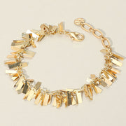Metal Rectangular Plate Embellished Chain Bracelet