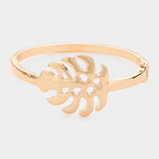 Metal Tropical Leaf Hinged Bracelet