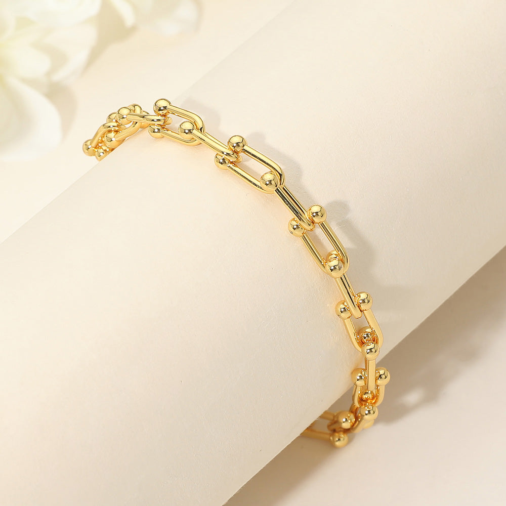 Gold Dipped Stainless Steel Industrial Link Chain Bracelet